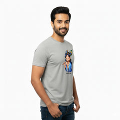 BestyPop Men’s Graphic Print Round Neck T-Shirt- Krishna (170 GSM single jersey)
