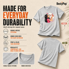 Dog Lover's Round Neck T-Shirts For Women - Paws Love - (170 GSM) single jersey