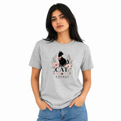 Cat Lover's Round Neck T-Shirts For Women - Cat Mom - (170 GSM) single jersey
