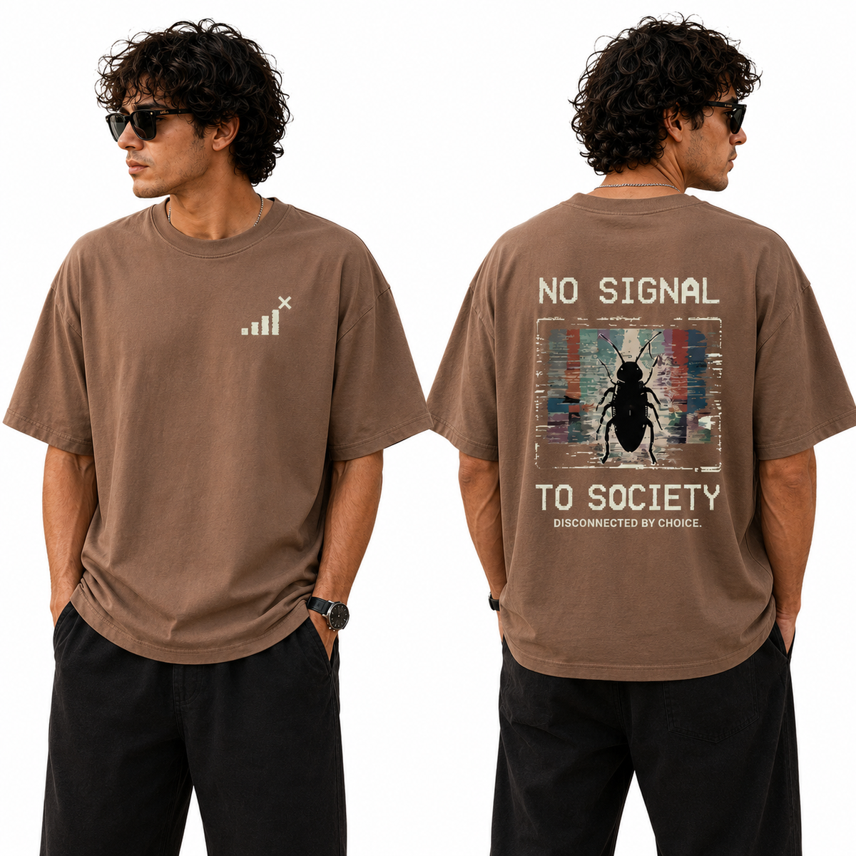 BestyPop Men’s Oversized T-Shirt - No Signal