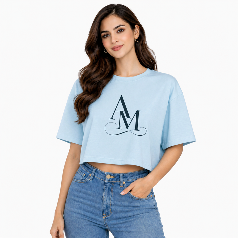 BestyPop Women’s Oversized Half Sleeve Crop Top- AM Design
