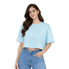 BestyPop Women’s Plain Crop top Oversized Half Sleeve