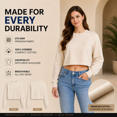 BestyPop Women’s Plain Oversized Full Sleeve Crop Top