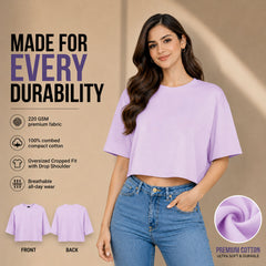 BestyPop Women’s Plain Crop top Oversized Half Sleeve