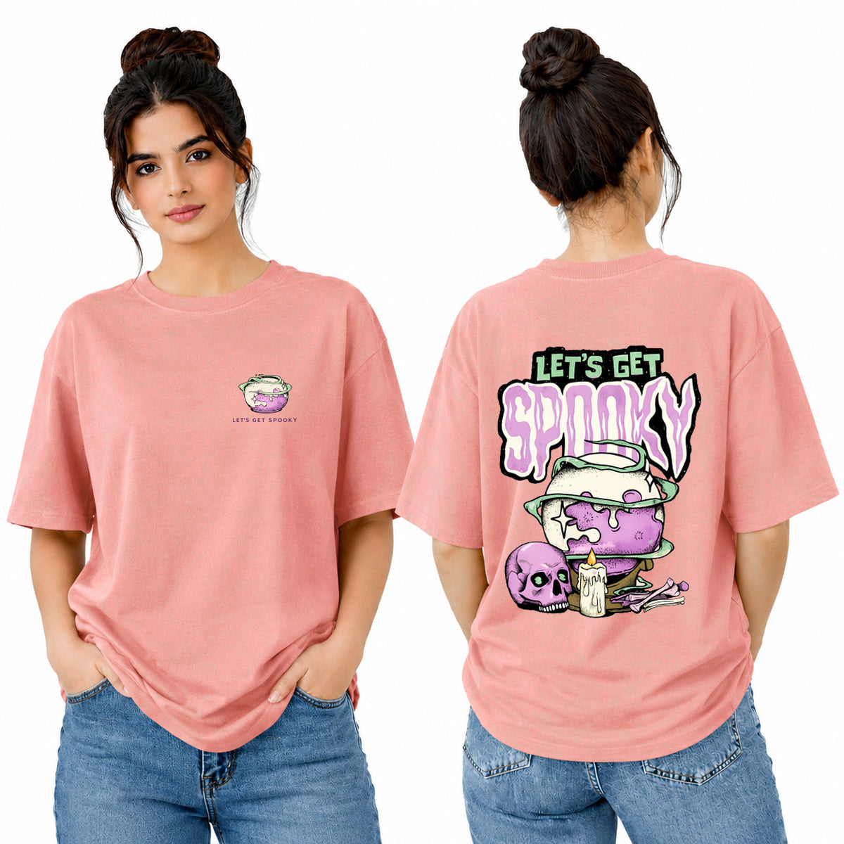 Bestypop Women’s Oversized Spooky Graphic T-Shirt
