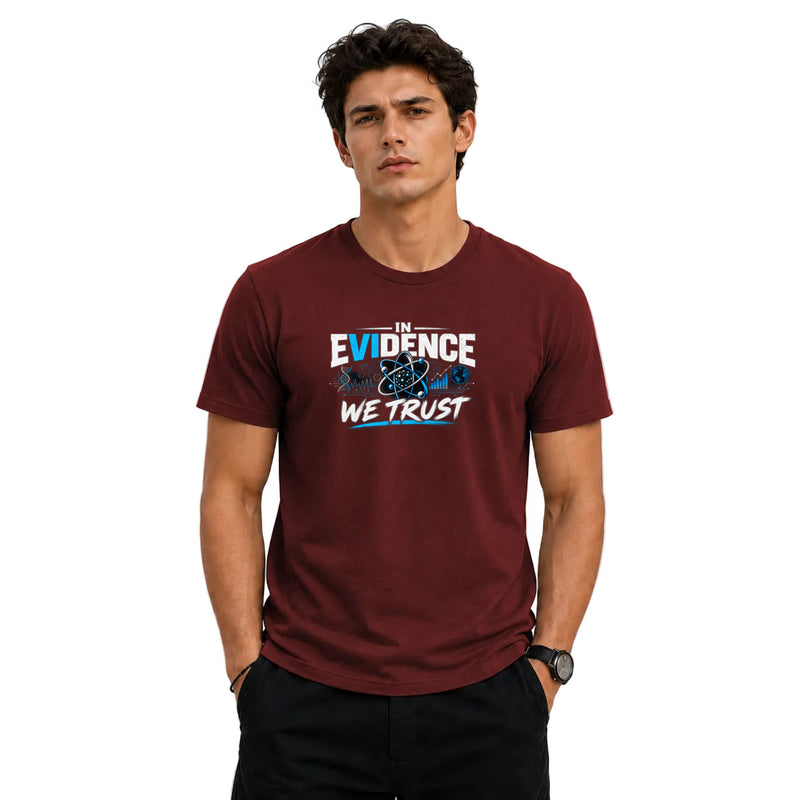 Freethinker | Arif Men's Evidence We Trust Crew Neck T-Shirt - (170 GSM single jersey)