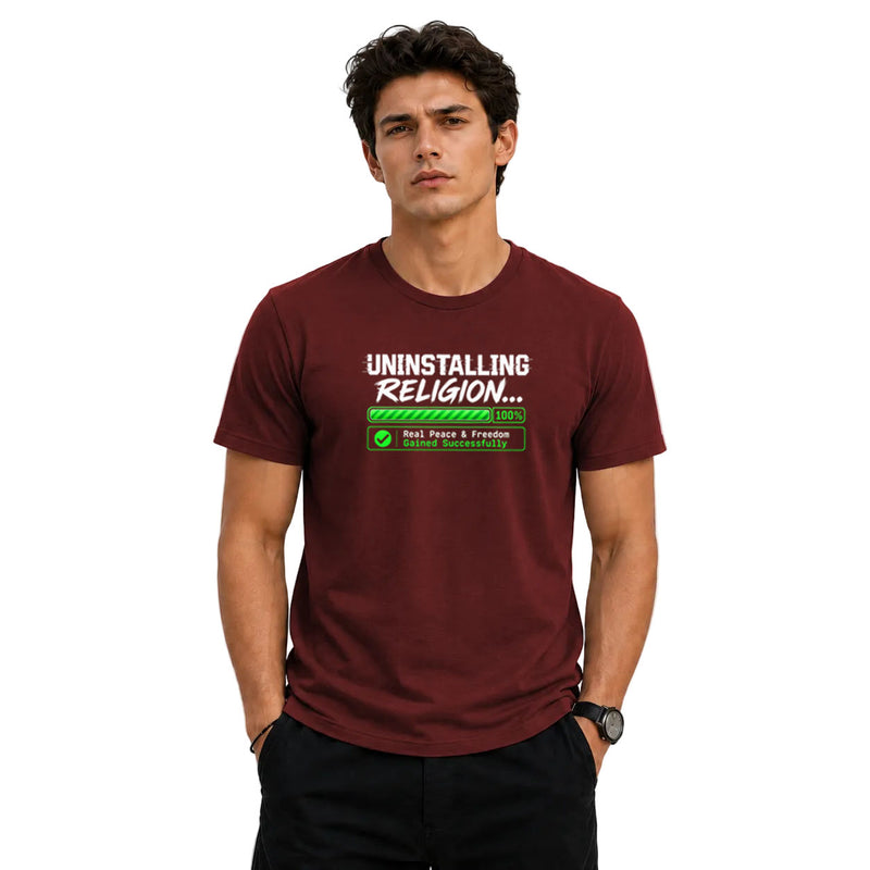 Freethinker | Arif Men's Uninstalling Religion Crew Neck T-Shirt - (170 GSM single jersey)
