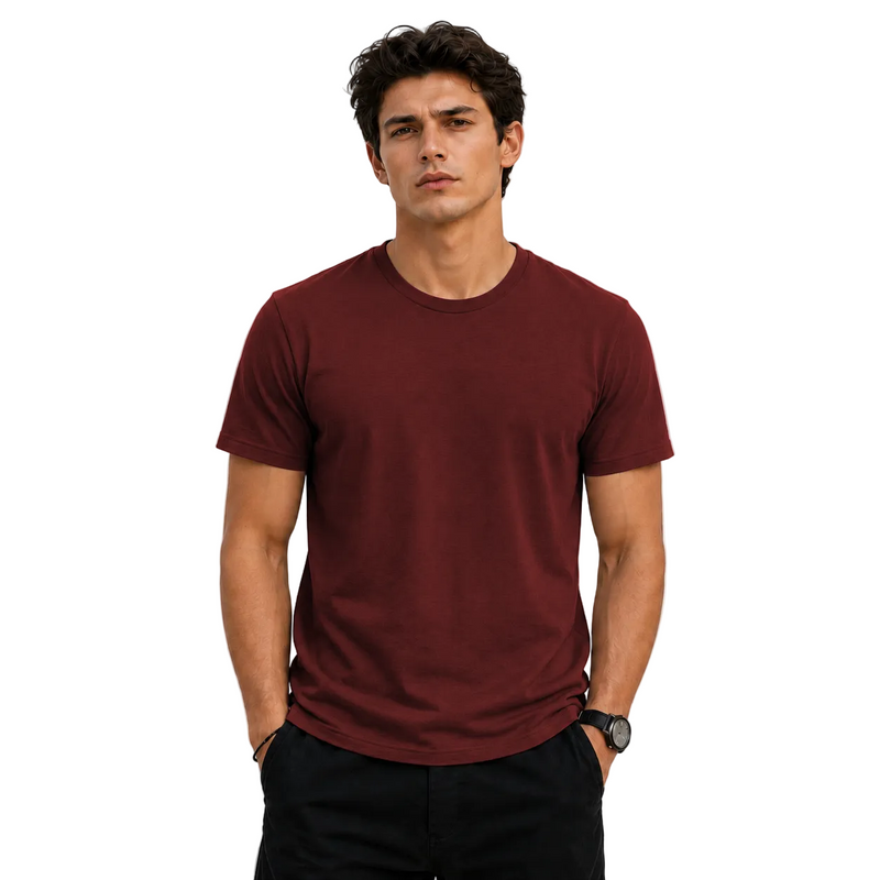 Men’s Plain Round Neck T-Shirt - 190 GSM Single Jersey