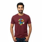 BestyPop Men’s Round Neck Half Sleeve Cotton T-Shirt | 170 GSM Soft & Breathable Fabric | Pre-Shrunk Double Bio Wash | Casual Everyday Wear for Mens | Rubiks Cube
