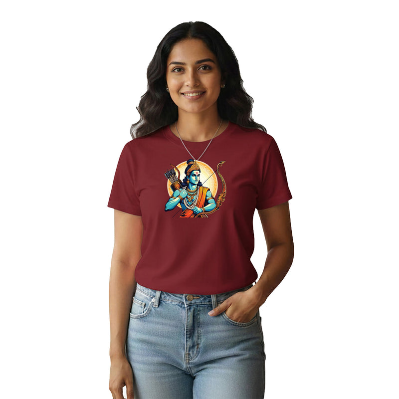 BestyPop Women’s Graphic Print Round Neck T-Shirt- Jai Shree Ram (170 GSM single jersey)