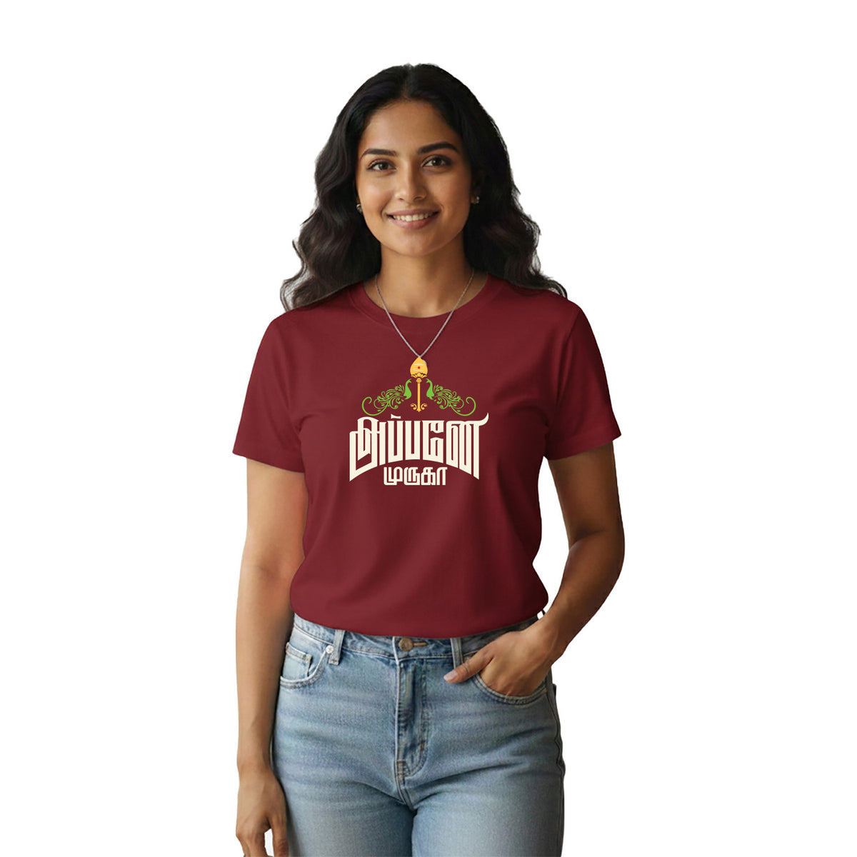 BestyPop Women’s Graphic Print Round Neck T-Shirt- Murugan (170 GSM single jersey)
