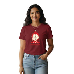 BestyPop Women’s Graphic Print Round Neck T-Shirt- Buddha (170 GSM single jersey)