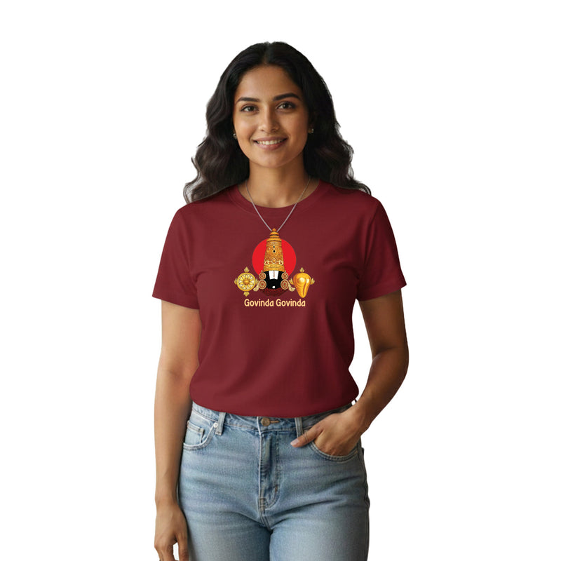 BestyPop Women’s Graphic Print Round Neck T-Shirt-Thirupathi Balaji (170 GSM single jersey)
