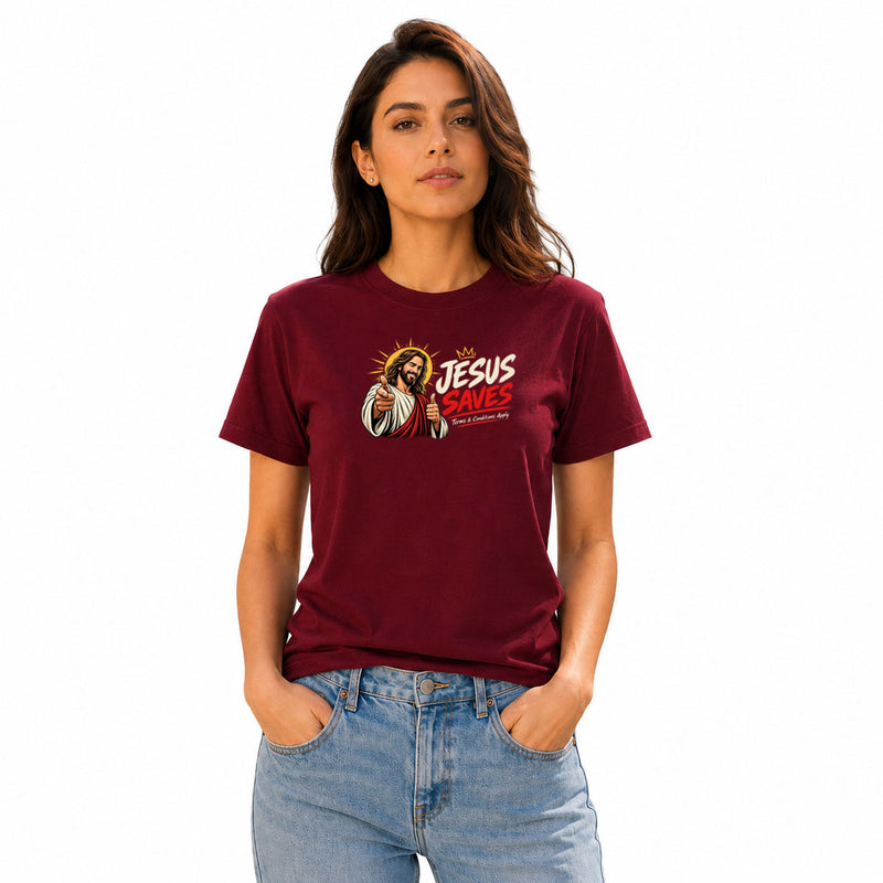 Freethinker | Arif Women's Jesus Save Us Crew Neck T-Shirt - (170 GSM single jersey)