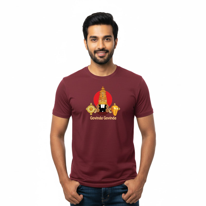 BestyPop Men’s Graphic Print Round Neck T-Shirt-Tirupathi Balaji (170 GSM single jersey)
