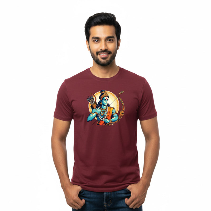 BestyPop Men’s Graphic Print Round Neck T-Shirt- Jai Shree Ram (170 GSM single jersey)