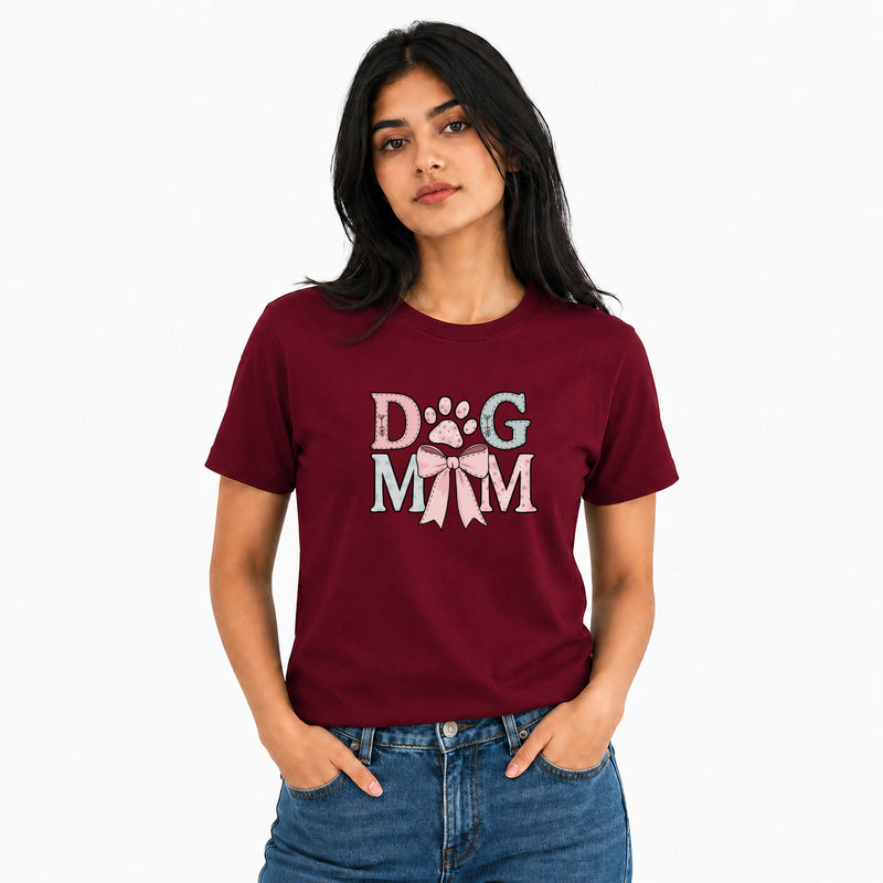 Dog Lover's Round Neck T-Shirts For Women - Dog Mom - (170 GSM) single jersey