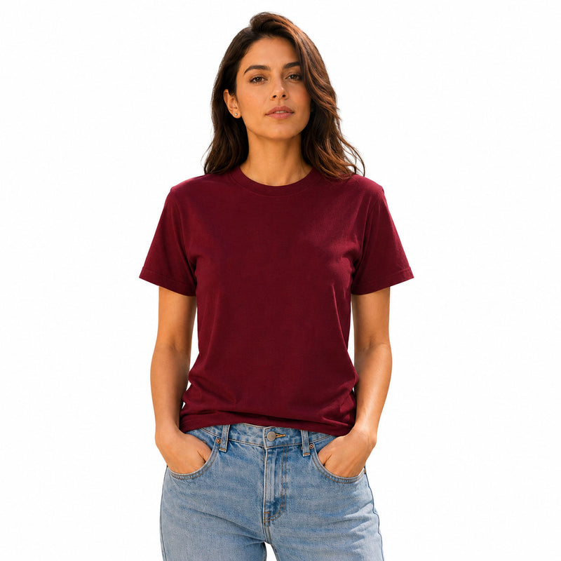 Women’s Plain Round Neck T-Shirt -190 GSM Single Jersey