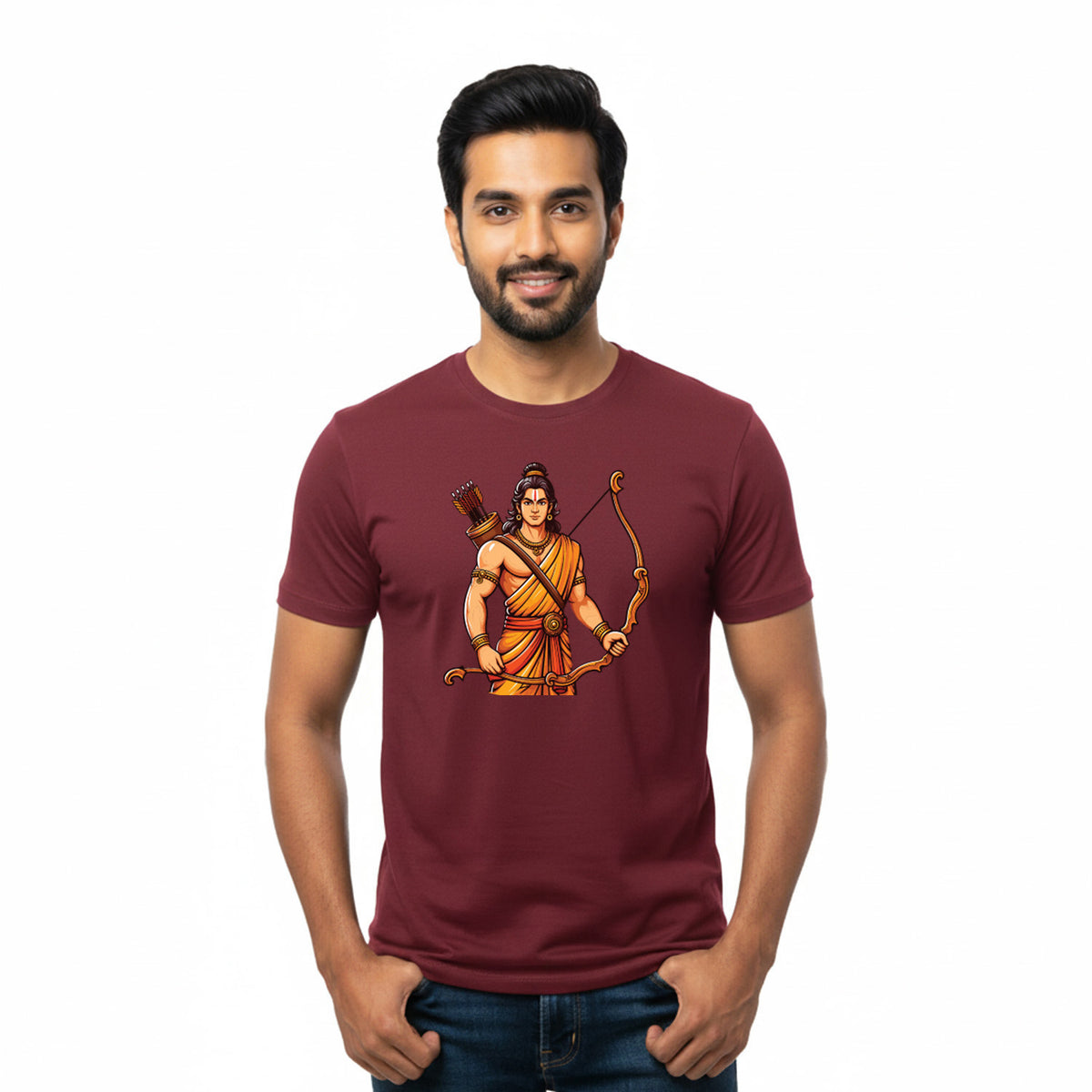 BestyPop Men’s Graphic Print Round Neck T-Shirt- Jai Shree Ram (170 GSM single jersey)