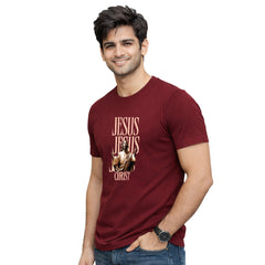BestyPop Men’s Graphic Print Round Neck T-Shirt-Jesus(170 GSM single jersey)