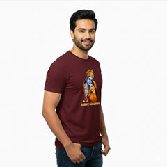 BestyPop Men’s Graphic Print Round Neck T-Shirt- Krishna (170 GSM single jersey)