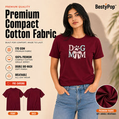 Dog Lover's Round Neck T-Shirts For Women - Dog Mom - (170 GSM) single jersey