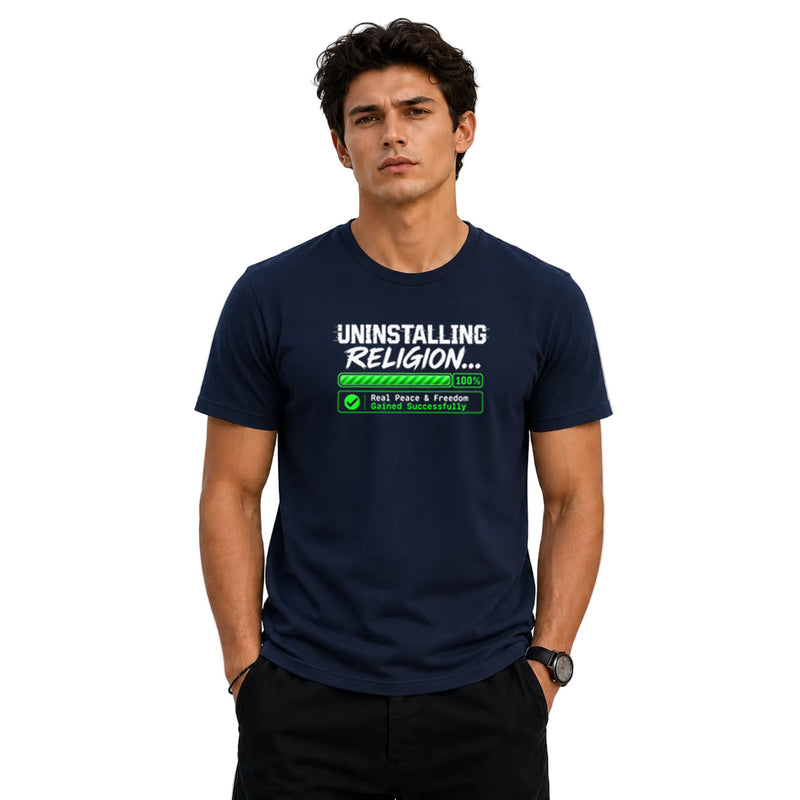 Freethinker | Arif Men's Uninstalling Religion Crew Neck T-Shirt - (170 GSM single jersey)