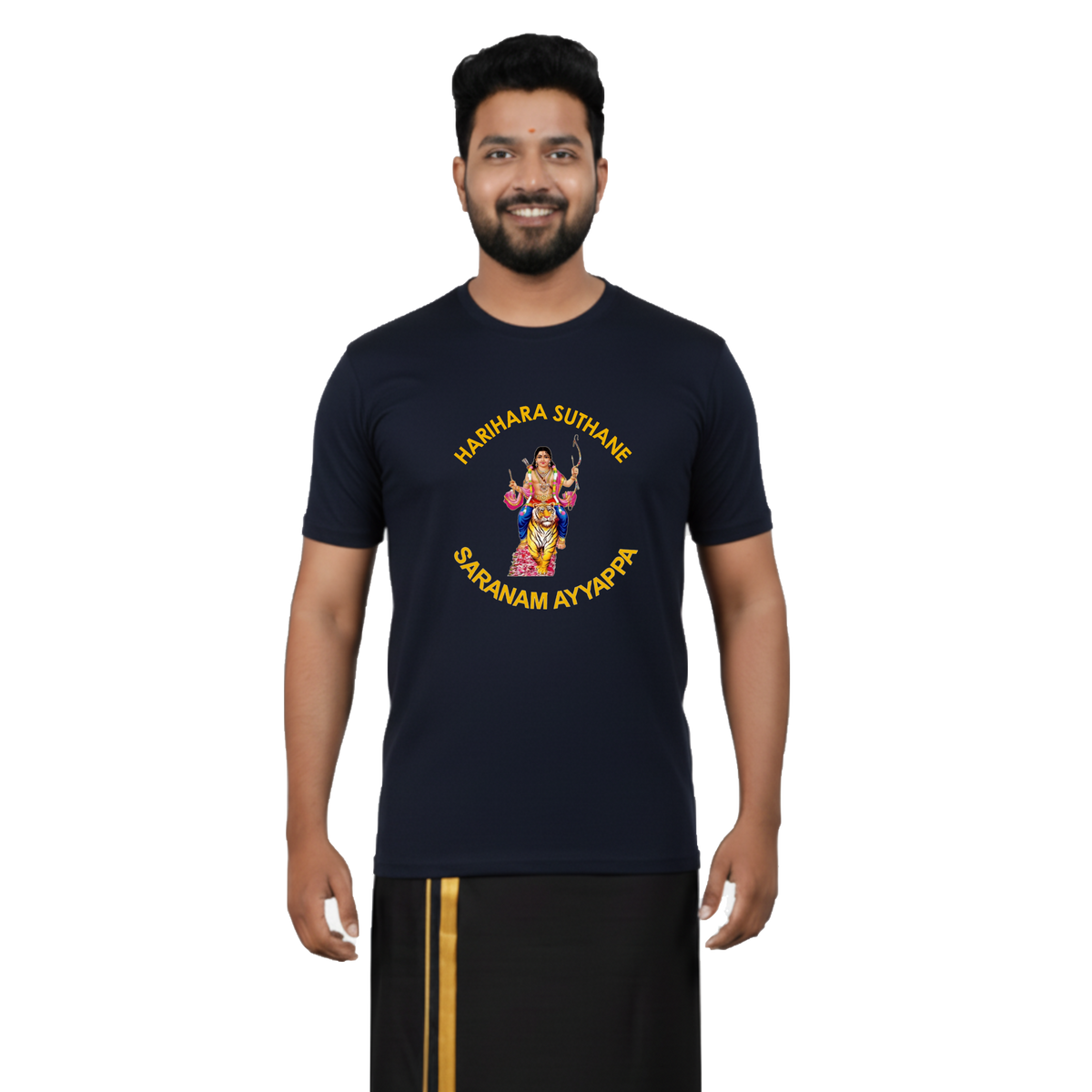 BestyPop Men’s Graphic Print Round Neck T-Shirt- Ayyappan(170 GSM single jersey)