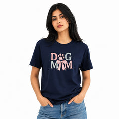 Dog Lover's Round Neck T-Shirts For Women - Dog Mom - (170 GSM) single jersey