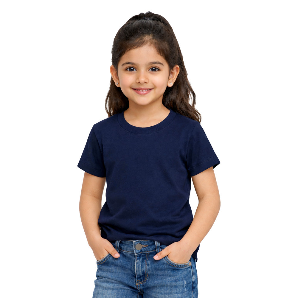 BestyPop Girl's Plain Round Neck T-Shirt - 190 GSM Single jersey