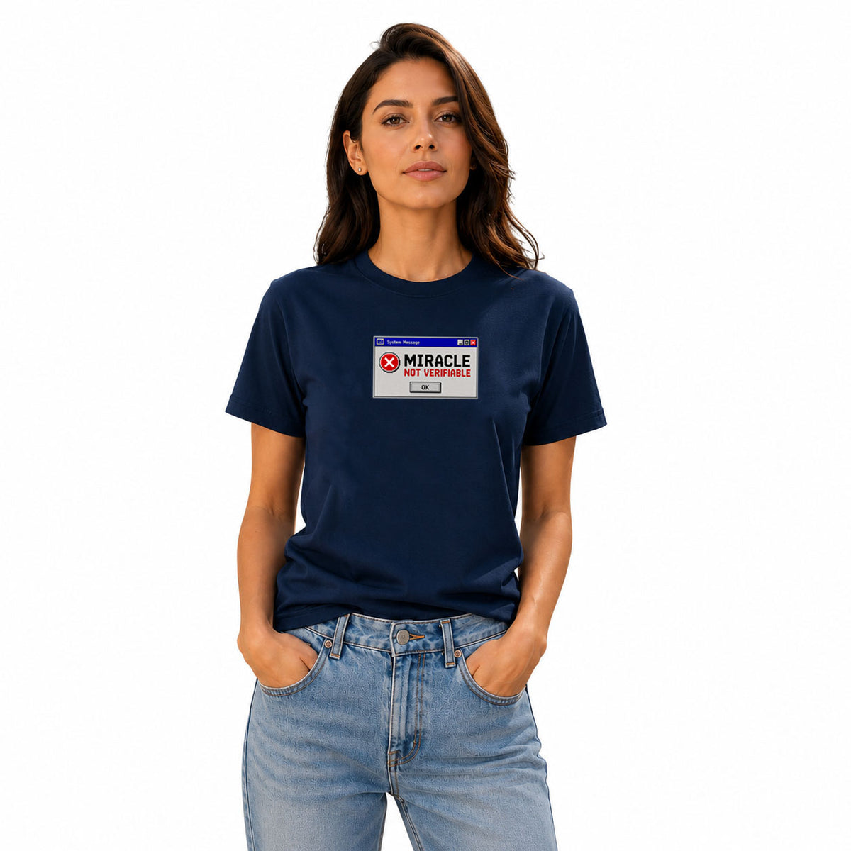 Freethinker | Arif Women's Miracle Not Verifiable Crew Neck T-Shirt - (170 GSM single jersey)