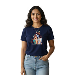 BestyPop Women’s Graphic Print Round Neck T-Shirt- Krishna (170 GSM single jersey)