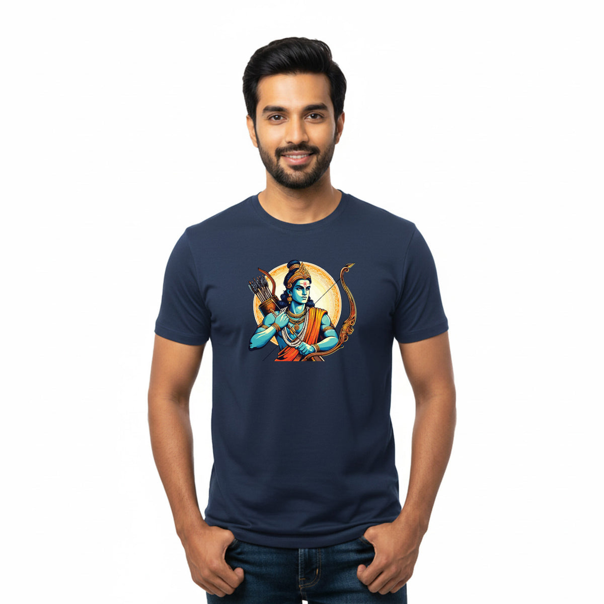 BestyPop Men’s Graphic Print Round Neck T-Shirt- Jai Shree Ram (170 GSM single jersey)