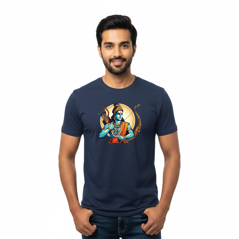 BestyPop Men’s Graphic Print Round Neck T-Shirt- Jai Shree Ram (170 GSM single jersey)