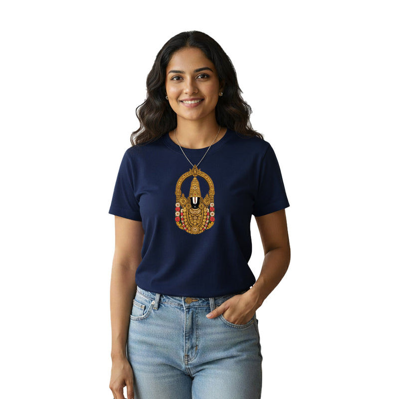 BestyPop Women’s Graphic Print Round Neck T-Shirt-Thirupathi Balaji (170 GSM single jersey)