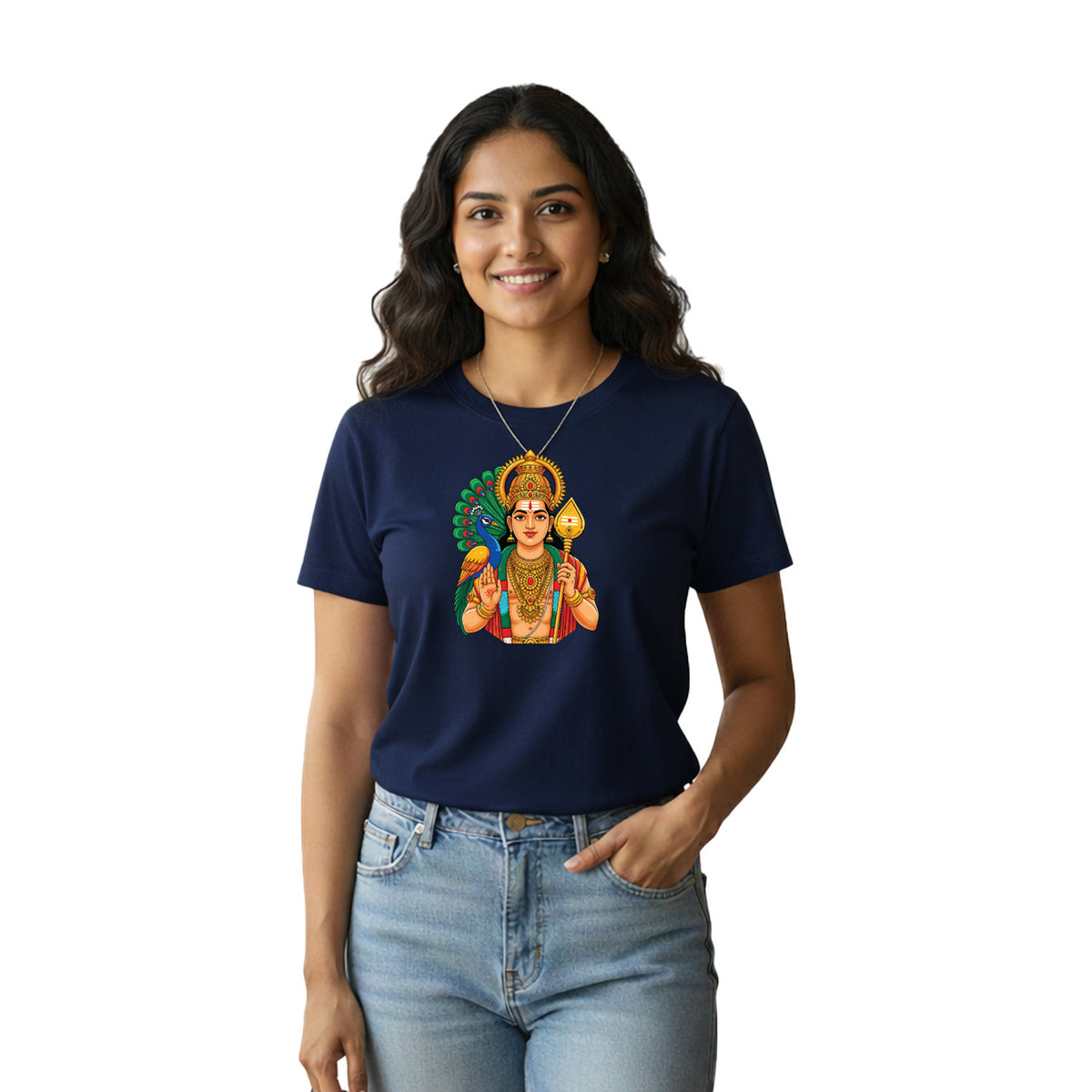 BestyPop Women’s Graphic Print Round Neck T-Shirt- Murugan (170 GSM single jersey)