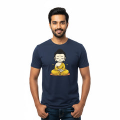 BestyPop Men’s Graphic Print Round Neck T-Shirt- Buddha (170 GSM single jersey)