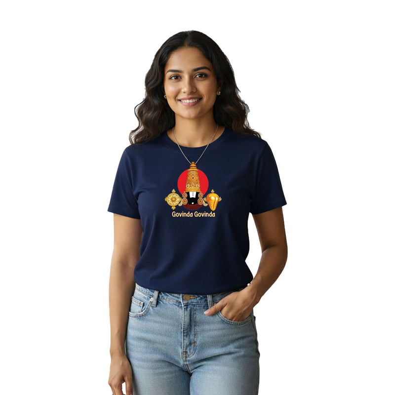 BestyPop Women’s Graphic Print Round Neck T-Shirt-Thirupathi Balaji (170 GSM single jersey)