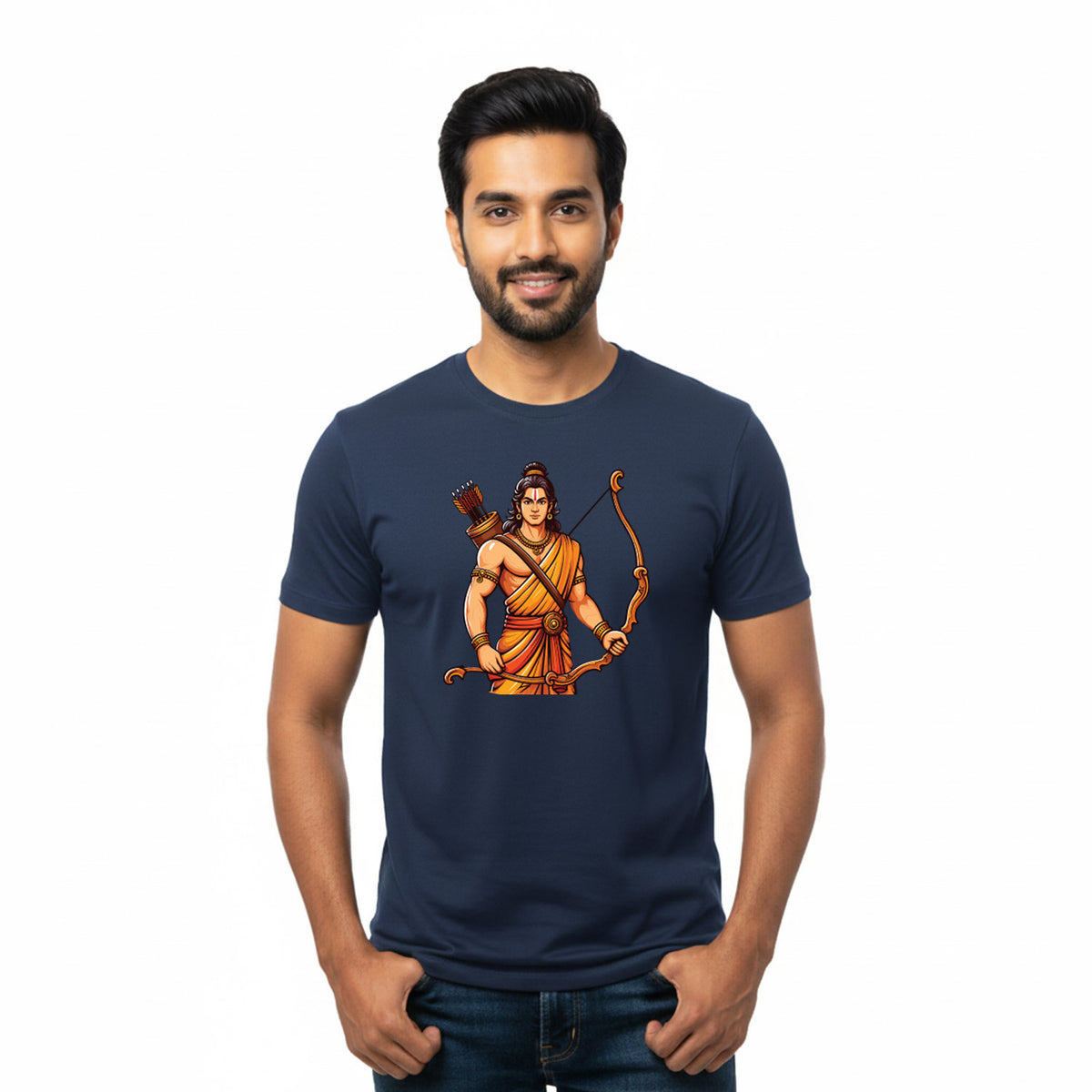 BestyPop Men’s Graphic Print Round Neck T-Shirt- Jai Shree Ram (170 GSM single jersey)