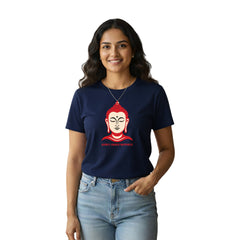 BestyPop Women’s Graphic Print Round Neck T-Shirt- Buddha (170 GSM single jersey)