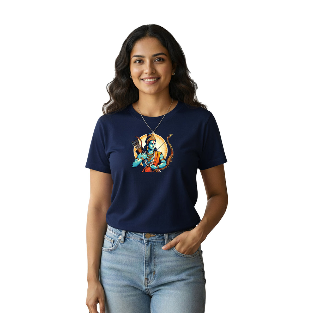 BestyPop Women’s Graphic Print Round Neck T-Shirt- Jai Shree Ram (170 GSM single jersey)