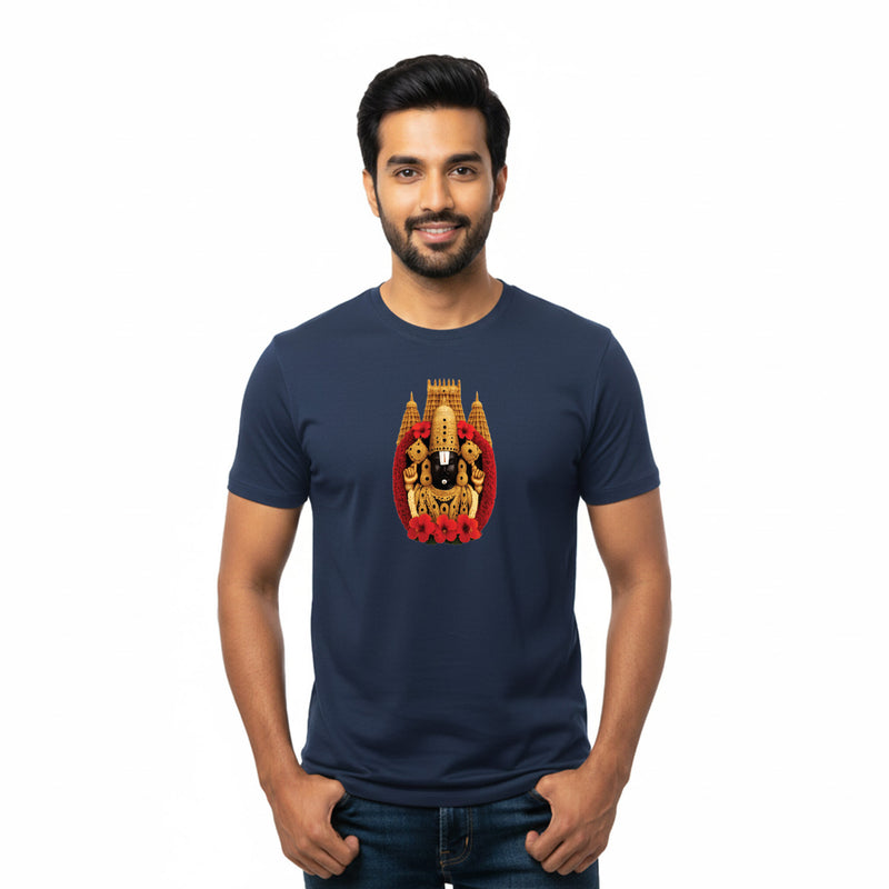 BestyPop Men’s Graphic Print Round Neck T-Shirt-Tirupathi Balaji (170 GSM single jersey)