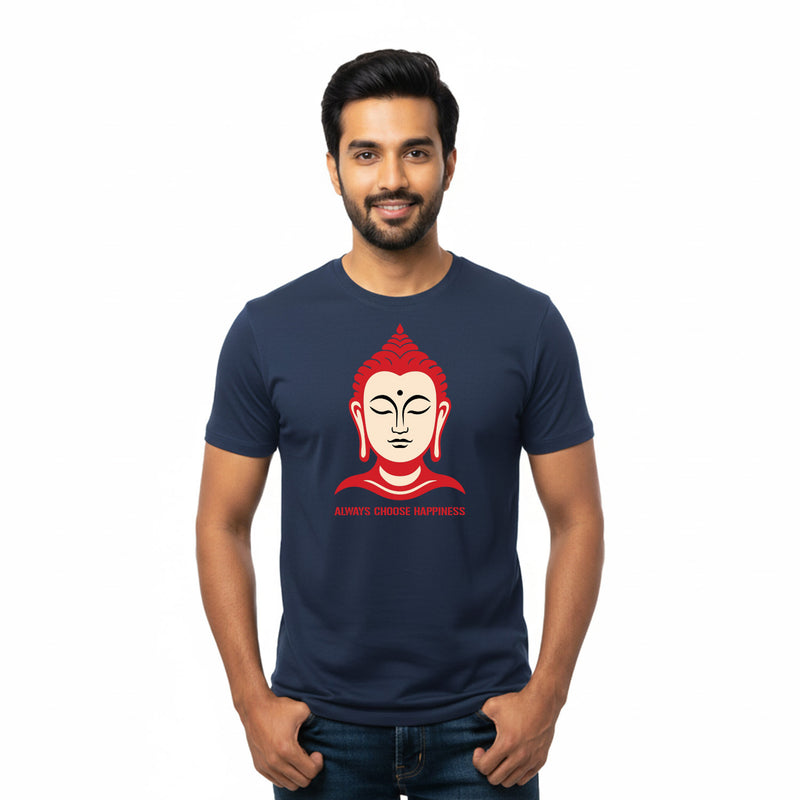 BestyPop Men’s Graphic Print Round Neck T-Shirt- Buddha (170 GSM single jersey)