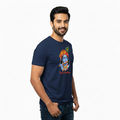 BestyPop Men’s Graphic Print Round Neck T-Shirt- Krishna (170 GSM single jersey)