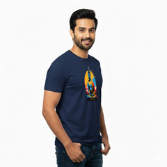 BestyPop Men’s Graphic Print Round Neck T-Shirt- Buddha (170 GSM single jersey)