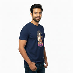 BestyPop Men’s Graphic Print Round Neck T-Shirt- Buddha (170 GSM single jersey)