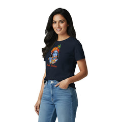 BestyPop Women’s Graphic Print Round Neck T-Shirt- Krishna (170 GSM single jersey)
