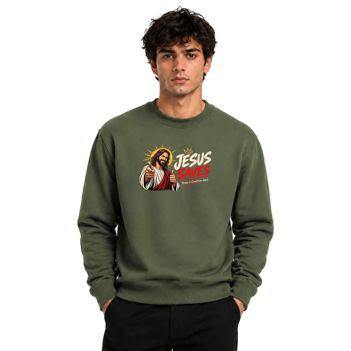 Freethinker | Arif  Men's Jesus Save Us Sweatshirt full sleeve - (270 GSM, unbrushed)