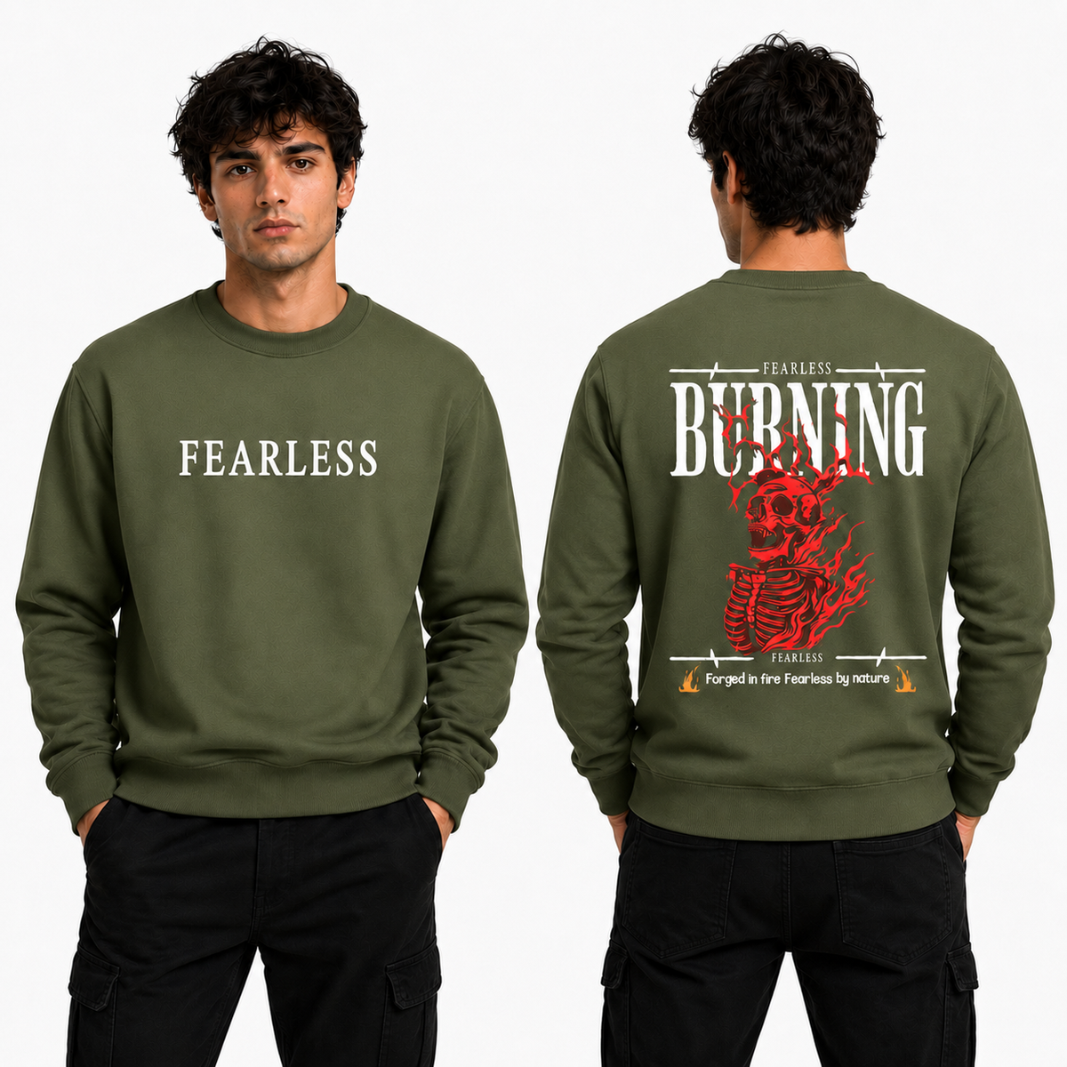 BestyPop Men’s Graphic Print Round Neck Sweatshirt - 270 GSM