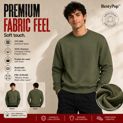 BestyPop Men’s Plain Round Neck Sweatshirt